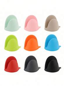 Set de 2 piezas de guantes de horno y agarradores de ollas de silicona, guantes de cocina resistentes al calor y cubiertas para asas de ollas pequeñas, para cocinar, hornear, cocina y camping