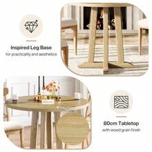 LITTLE TREE Tavolo da pranzo rotondo, tavolo da pranzo rotondo per sala da pranzo e soggiorno, tavoli da pranzo da 80 cm per 2-4 persone, tavolo da cucina con piano e gambe in legno, colore legno naturale - Castano - Visualizzare 9