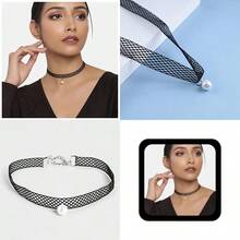 Goth Hollow Lace Choker Necklace Pearl Pendant Necklace Black Lace Choker Necklace Tattoo Necklace Choker Jewelry For Woman Halloween Wedding Party Cosplay#SSDD B BJNHMJ