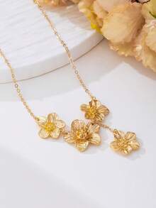 1 colier elegant cu pandantiv floral, potrivit pentru călătorii/festivaluri de muzică, accesoriu versatil