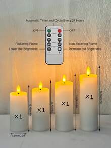 4件/12件 無焰LED蠟燭附遙控器，適用於婚禮、壁爐、聖誕節、派對、浪漫晚餐、送禮 - 白色 - 查看 5