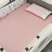 Portable Crib Sheet With Pillowcase, Detachable Cotton Playpen, 2 Pieces - 鮭魚 - 查看 1