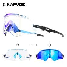 KAPVOE Photochromic Frameless Integrated Cycling Glasses Night Riding Glasses Men Bike Racing Sports Equipment Women Outdoor Running MTB Bicycle Cycling Mask Golf Baseball Camping Fishing Travel Accessories - 彩色 - 查看 18