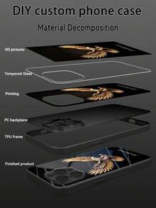 1pc Customized High-Definition Glass Phone Case With Stylish And Cool Eagle Pattern, Compatible With IPhone 17 Pro Max/16 Pro Max/15/14 Plus/13 Pro/12 Pro Max/11/Xs Max/8/7/6 Plus, S24 Ultra/S25 Ultra, Fashionable, Colorful, Cute, Fun, Minimalist, Matching Phone Case