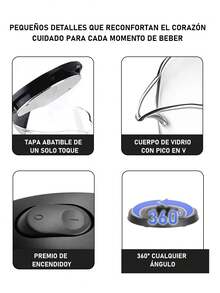 Hervidor eléctrico de vidrio, hervidor de agua eléctrico 2.0L/1000W, con luz LED y apagado automático y protección contra. - Negro - Ver 6