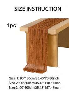 1 pièce Drapeau de table en gaze plissée, décoration de table de mariage rural, drapeau de table de style pastoral festif et serviette, convient pour les mariages, les mariées, les fêtes d'anniversaire, les tables à manger longues et rondes, et la décoration de centre de Noël - Acajou - Voir 2