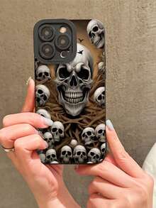 1pc Halloween Scary Skull Graphic Creative Angel Eye Phone Case, Shockproof Full Coverage Protective Cover, Compatible With Apple 16/15/14/13/12 Pro Max, 16/15/14/13/12 Pro, 16/15/14 Plus, Gift For Boyfriend/Girlfriend