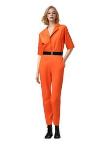 1 Set American Prison Uniform Jumpsuit, Orange Convict Costume For Halloween Cosplay - Orange - View 4