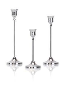 3/6/30pcs Vintage Silver Retro European Style Metal Candle Holders, Minimalist Decor For Wedding, Bar, Party, Living Room, Dining Room - Silver - View 13