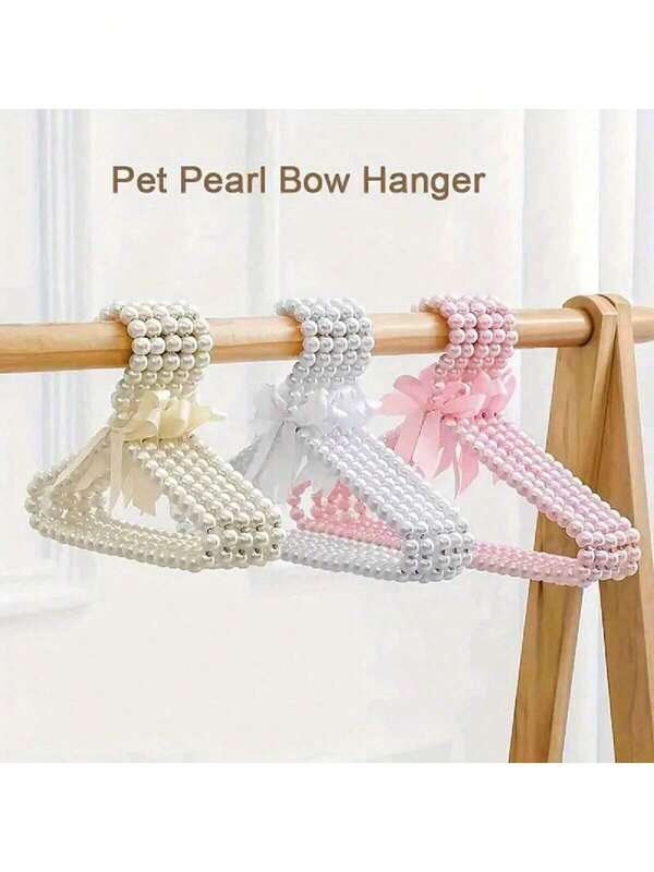 3PCS Fashion Faux Pearl Hanger, Mini Small Hanger, Elegant Bow Hanger, Pet Clothes Hanger, Household Space Saving Storage Organizer For Bedroom, Closet,Wardrobe,Home,Dorm