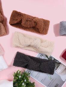 8pcs Candy Color Thick Winter Warm Headbands, Children Bow Knot Wide Headbands, Cute Holiday Girls Hair Scrunchies, Baby Hair Accessories, Essential For Shower