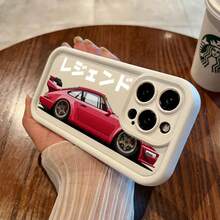 Funda de teléfono con dibujos animados JDM Sports Car Pattem para 17 16 15 14 13 12 11 Pro Plus Max , funda protectora trasera de parachoques suave - Blanco-YYDSF1239 - Ver 6