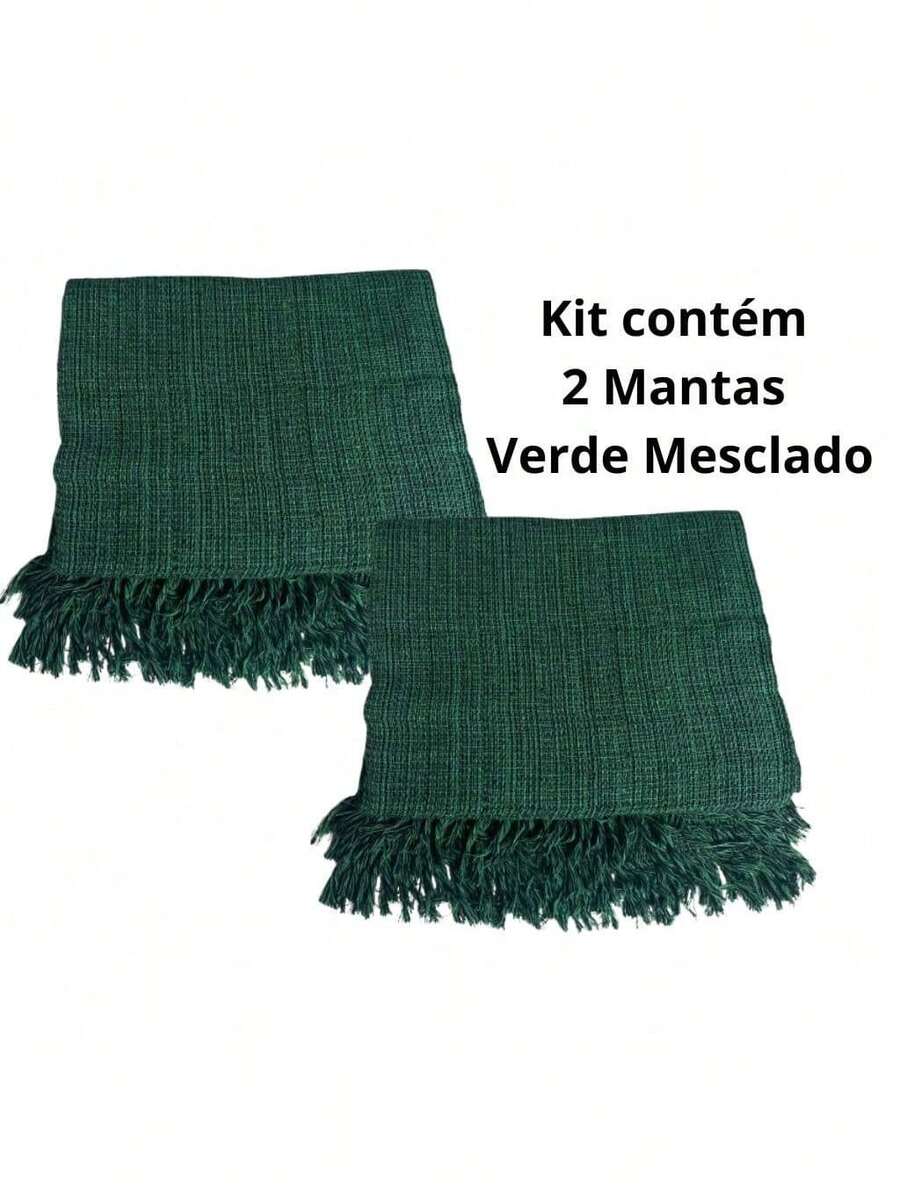 Kit Of 2 Blankets For Giant Luxury Sofa 120x210 Decorative Protective Sofa Cover - 混合綠 - 查看 1
