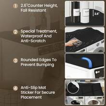 Washer Dryer Countertop,54''X27.6'' Wave Edge Wood Shelf Topper With Anti-Slip Patches,Laundry Room Washer And Dryer Laundries Hamper Counter Storage Organization (Black)Halloween - Sắt trắng - Xem 3