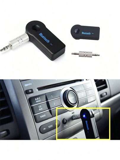 Receptor para Coche 3.5mm Bluetooth Adaptador Auxiliar Bluetooth Receptor de música Bluetooth portátil, Mini Adaptador Auxiliar inalámbrico de 3.5 mm para estéreo de Coche