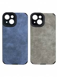 简约奢华仿皮纹理纯色材质，含2个天使眼贴纸，防摔手机壳，兼容，镜头保护，奢华灰，简约蓝，纯色，奢华仿皮纹理手机壳，兼容 16、16 Pro Max、16 Pro、16 Plus，春季派对礼物 - 彩色 - 查看 40