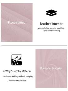 Bộ đồ lót giữ nhiệt bằng vải nỉ cho nữ, lớp lót thoải mái, quần bó ấm áp cho các hoạt động ngoài trời, trượt tuyết, áo dài tay cổ tròn và quần, trang phục yoga mùa đông. - Màu Hồng baby - Xem 7