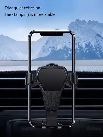 حامل هاتف متعدد الوظائف بملمس جلد أسود، حامل هاتف للتهوية في السيارة