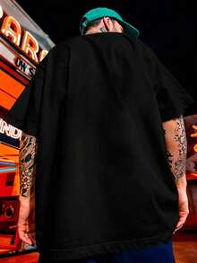 Camisa Masculina Gym Algodão Estampada Oversized Urso Dólar - Preto - Visão 5