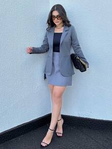 Women's Blazer Max Long Coat Formal Suit Tailoring Elegant Formal Overcoat - 灰色 - 查看 8