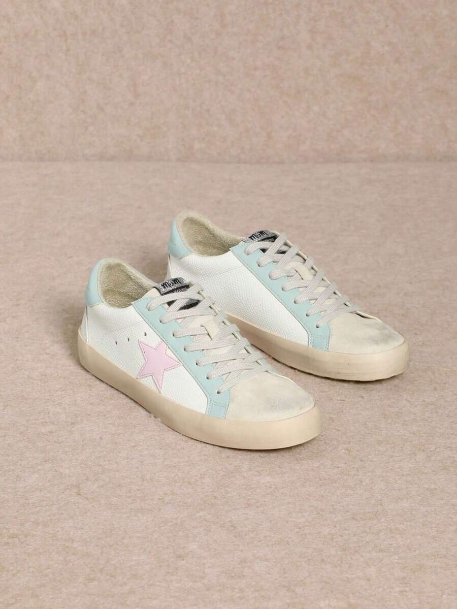 MI.IM SOFIA - Star Accented Leather Fashion Sneakers - 淺藍色 - 查看 1