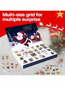 1 pieza Calendario de Adviento de Navidad Azul - Material de papel, bandeja vacía de 24 cavidades, diseño de frotado de alegría diaria y desgarrado a mano | Para hacer su propio conteo regresivo navideño, sorpresa de Navidad y decoración festiva interactiva