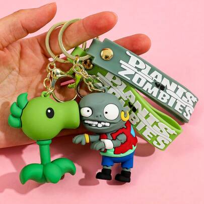 PLANTS VS ZOMBIES Cartoon PLANT VS ZOMBIES Keychain, Designed With Cartoon Sunflowers And Zombies, Comes In A Variety Of Styles, Perfect For Bags And Car Keys, Making It An Ideal Birthday Or Valentine's Day Gift, The Perfect Gift Christmas