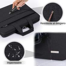 Funda para Laptop 15.6 pulgadas Bolsa para laptop para hombre y mujer Impermeable Portafolio Maletin para laptop Bolsas de Mensajero para Computadora para viajes de negocios,Negro - Negro - Ver 6