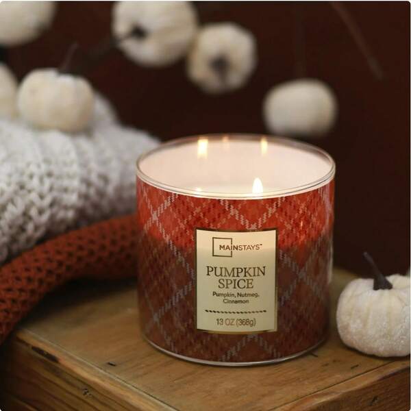 3-Wick Pumpkin Spice Scented Candle, 13-Ounce