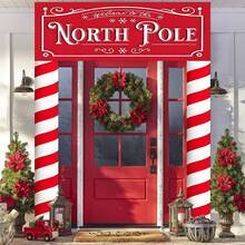 1 pieza Tela de fondo rojo navideño, rojo navideño, Polo Norte, patrón de copos de nieve, para decoración del hogar, decoración del porche, decoración al aire libre, decoración de fiesta de Navidad, decoración con tema ártico, regalos de Navidad, Feliz Navidad, regalo de Año Nuevo 2026