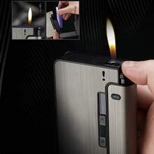 Portable Automatic Brushed Metal Cigarette Case,Smoking Accessories, Cigarette Storage, Cigarette Holder Case, Can Store 8pcs84mm Cigarettes, Good Waterproofness, The Best Gift For Father's Day - Small And Thin Cigarette Case Design, Suitable For Men And Women, Does Not Include Lighte