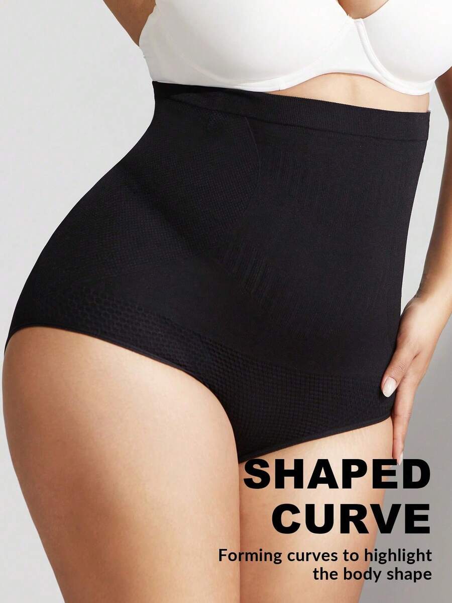 Local Delivery Womens Plus Size High-Waist Body Shaping ShortsSeamless Slimming Underwear With 360 Surrounding Compression, Breathable Soft Fabric, Non-Roll Waistband, Ideal For Postpartum Recovery & All-Day Wear - 黑色 - 查看 1