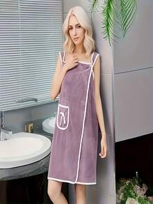 Women's Extra Large Bath Towel, Sauna Bathrobe, Bathrobe With Pockets - Soft Extra Large Towel And Bathrobe, Modern Elegant Design, Blue And White Striped Pattern, Durable Quick-Dry Fabric, High-Quality Rectangular Bath Towel, Suitable For Home Use