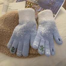 زوج من قفازات أصابع الندى الكريسماسية، قفازات شتوية جميلة للنساء للشاشة اللمسية مصنوعة من الأصواف السميكة المخملية، مقاومة للصقيع والدفء، ديكورات عيد الميلاد، ديكور غرفة، ديكورات منزلية، هدايا عيد الميلاد، ديكور