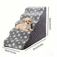 1pc Cartoon Pet Stairs, 2/3/4/5 Steps High Elastic Foam Climbing Ladder Suitable For Elderly, Disabled Pets To Access Sofa, Bed, Non-Slip & Removable