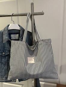 Modische, lässige gestreifte Dekor Damen Schultertasche mit großer Kapazität, perfekt für Hochschulabsolventen & Büromitarbeiter, geeignet für Büro, Universität, Arbeit, Geschäft, Pendeln, Outdoor, Reisen