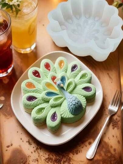 Moldes de silicona para tartas mousse, molde de silicona en forma de pavo real y forma de pétalo de corazón para tartas mousse, molde para tartas Charlotte, molde para hacer postres, molde para hacer postres franceses, molde para chocolate, tarta del Día de San Valentín, herramientas de repostería DIY