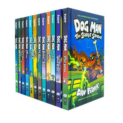 Dog Man Series 1-12 Books Collection Set By Dav Pilkey (Dog Man, Unleashed, Tale Of Two Kitties, Dog Man And Cat Kid, Lord Of The Fleas, Brawl Of The Wild, For Whom The Ball Rolls, Fetch-22 &Amp; More)