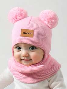 1 件装 0-8 岁幼儿双球针织帽 婴儿猫咪图案 男女童针织帽 儿童冬季保暖拉法帽 - 彩色 - 查看 7