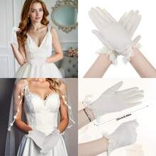 Satin White Gloves Women Pearl Short Opera Gloves For Tea Party Wedding Bridal Costume 1920s Flapper Accessories For Formal Special Dinner Prom Occasion#SSDD B BJNHMJ