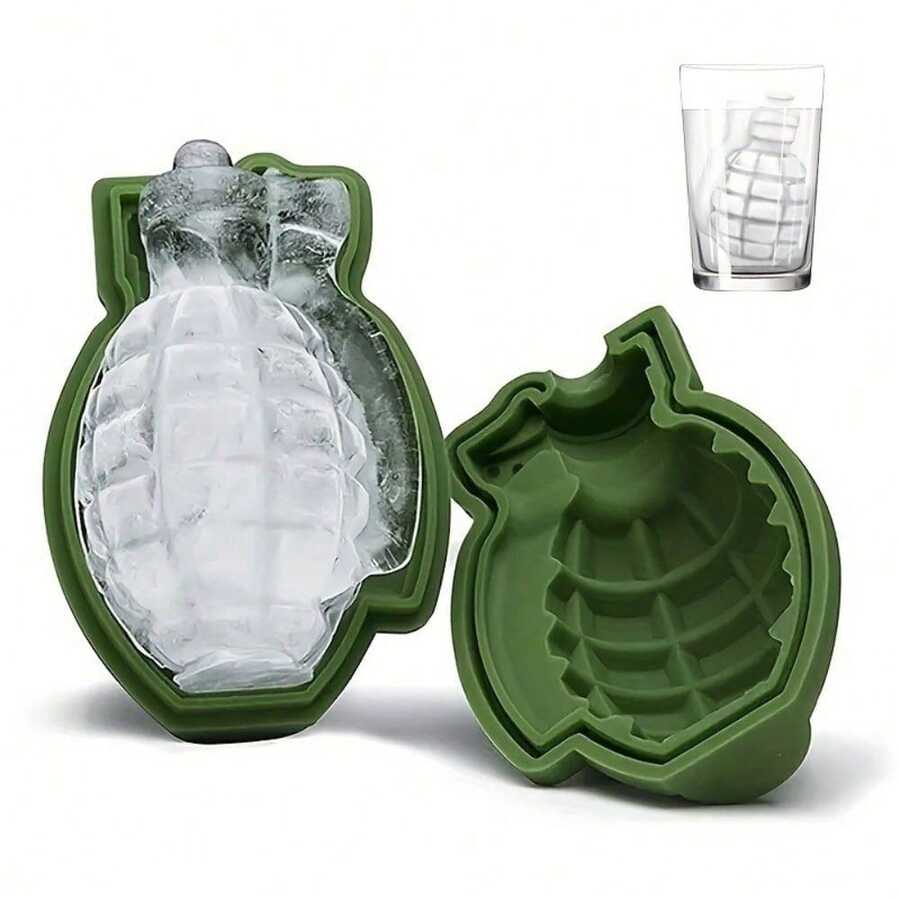 3pc Silicone Creative Bar Grenade Ice Lattice Mold - Flexible, Non-Stick, Easy Release, Durable, Heat Resistant, Versatile Cake, Chocolate, And Ice Cream Mold For Kitchen Baking And Decorating - Perfect For Homemade Treats And Gifts - Army Green - View 1