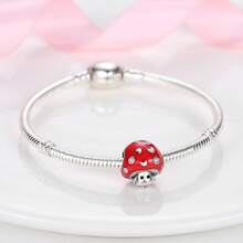 1 Pc Sliver Color Classic Red Collection Mushroom Pomegranate Cherry Strawberry Watermelon Chili Motorcycle Dress Luggage Temperature Gauge Charm Fit Original Bracelet Necklace Pendant Beads For Diy Jewelry Making Women Girl Birthday Jewelry Gift For Friends
