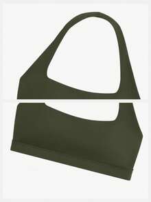 MFVIM 2 件套女式无袖露背吊带上衣和高腰喇叭裤健身服，夏季 - 軍綠色 - 查看 10