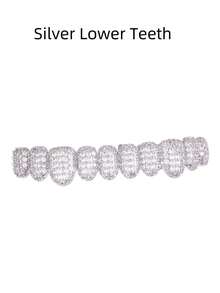 1/2 Hip Hop Shining 18K Gold Plated Cubic Zirconia Gold Teeth Grilz Grills Teeth Upper And Lower Teeth Decoration Punk Bracelets Halloween Cosplay Rap Gorgeous Jewelry