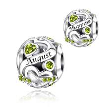 1pc Silver-Plated Heart-Shaped Birthstone Charm Bead Pendant Suitable For European-Style Snake Chain Bracelets, Necklaces, Key Rings And DIY Jewellery Ideal For Ladies' Everyday Wear Perfect As Gifts For Valentine's Day, Mother's Day, Halloween And Christmas