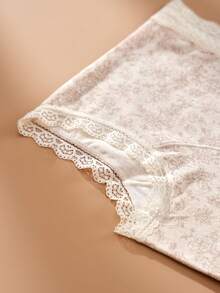 4pcs Women's Cotton Floral Print Hipster Panties, Cute Bow Decor, Sexy Lace Trim, Comfortable & Minimalist, Suitable For Daily Wear, All-Match Triangle Underwear, Fit For Young & Fresh Style - Multicolor - View 8