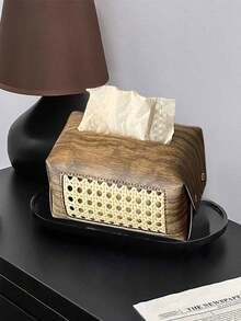 Cutie de șervețele vintage din ratan pentru birou, suport pentru șervețele pentru decor acasă pentru masă, dormitor, sufragerie, măsuță de cafea