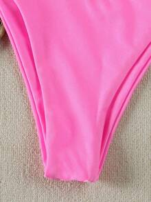 女士亮粉色吊带比基尼套装，饰有金色海星 - 修身夏季泳装，适合春夏穿着，春季服装，度假装，女士度假套装，户外活动，夏季派对，沙滩装，海滩度假，旅行，优雅风格 - 粉色 - 查看 5