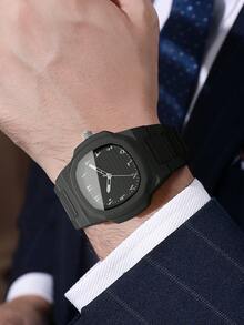 1pc Men's Fashion Casual Minimalist Scale Dial Stylish Quartz Wrist Watch, Business