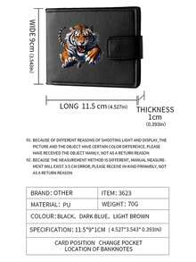 1pc Vintage Tiger Pattern Ultra-Thin Wallet - Portable Card Holder, Suitable For Casual And Formal Occasions - Perfect Gift For Birthday, Christmas, Halloween - Durable Black Metal Clasp Version